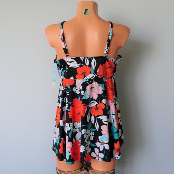 Swim Solutions V-Neck Single Tier Tankini Top NWT - Picture 3 of 3